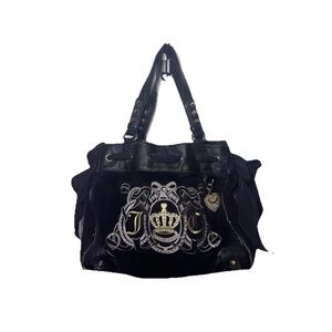 RARE Y2K Vintage Juicy Couture Lovers Club Daydreamer Velour Shoulder Bag Black